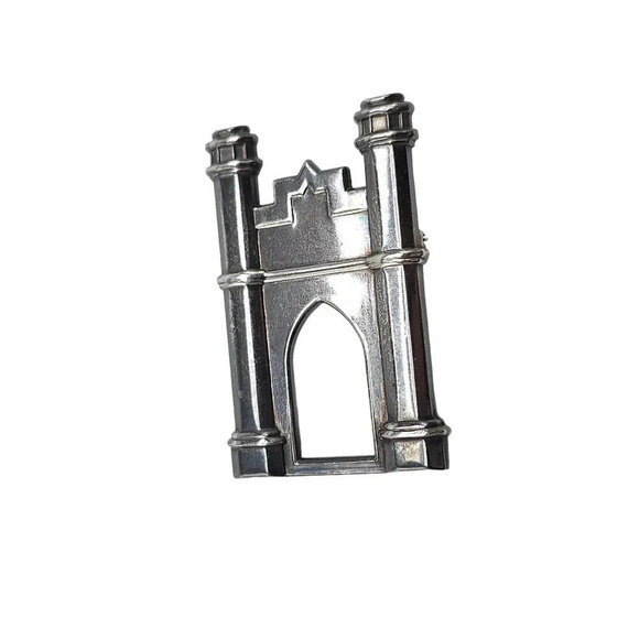 MBE Sterling Silver Castle Brooch Pin Vintage 11 grams - Picture 2 of 5